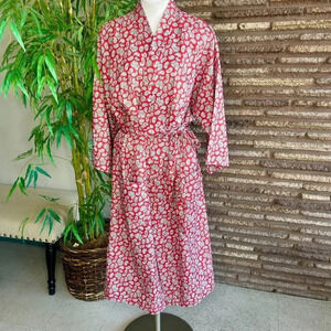 Pierre Cardin Men's Vintage 60s Red Paisley Nylon Robe
